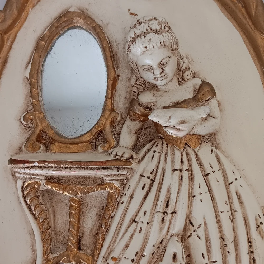 Vintage Gold and Cream Wall Plaque